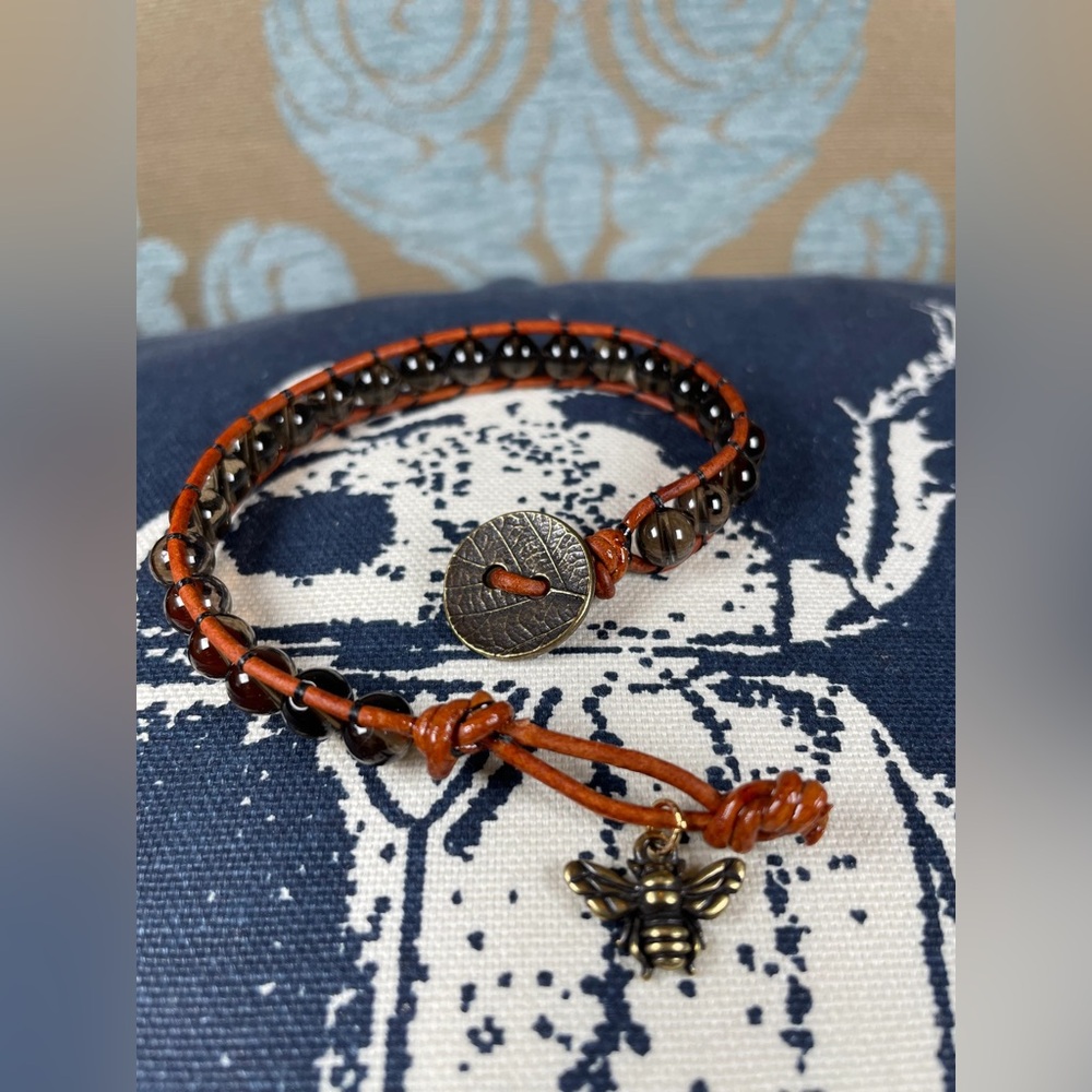 Stackable Smoky Quartz Bead Bracelet - image 1